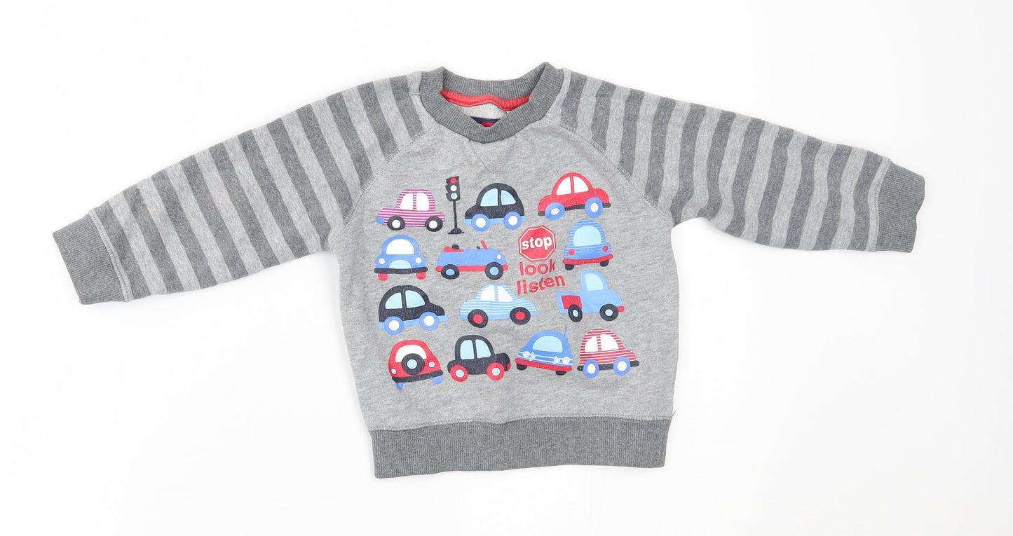 TU Baby Grey Striped  Pullover Jumper Size 12-18 Months