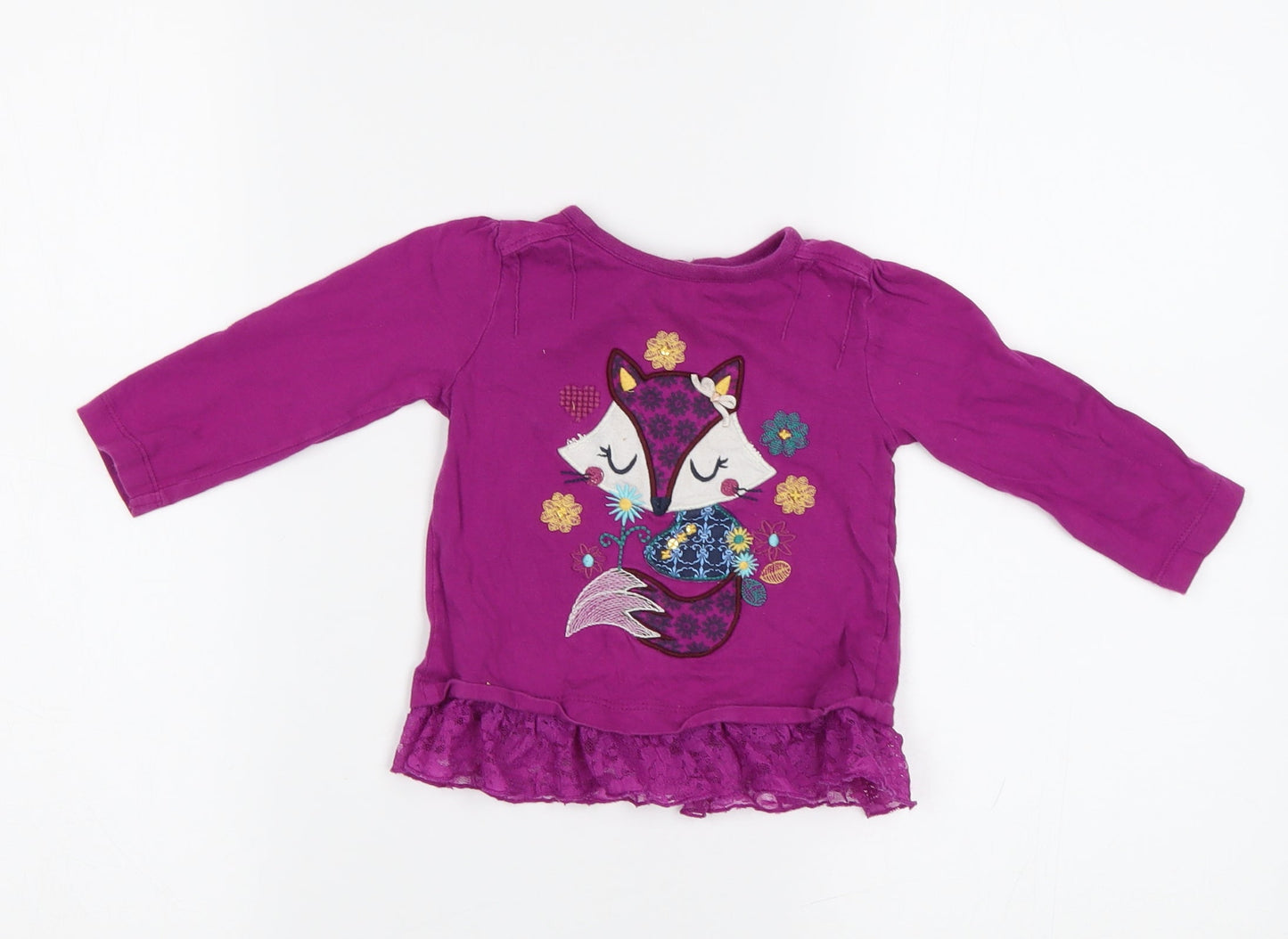 M&Co Baby Purple   Basic Blouse Size 9-12 Months  - Fox