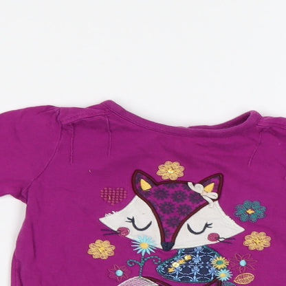 Close-up detail of M&Co Baby Purple Basic Blouse, size 9-12, Months - Fox