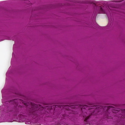Brand and care label for M&Co Baby Purple Basic Blouse, size 9-12, Months - Fox