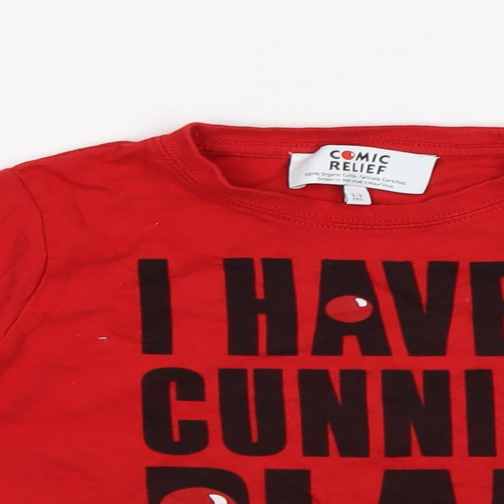 Comic Relief Girls Red   Basic Polo Size 2-3 Years