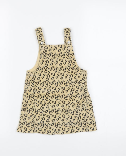 TU Baby Beige Animal Print  Pinafore/Dungaree Dress  Size 9-12 Months