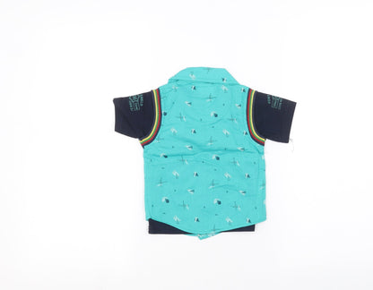Back view of top kids Baby Blue Basic Polo, size 0-3, Months
