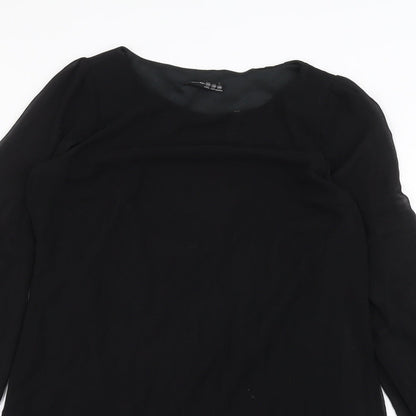 Close-up detail of Atmosphere women’s black basic t-shirt, size UK 10