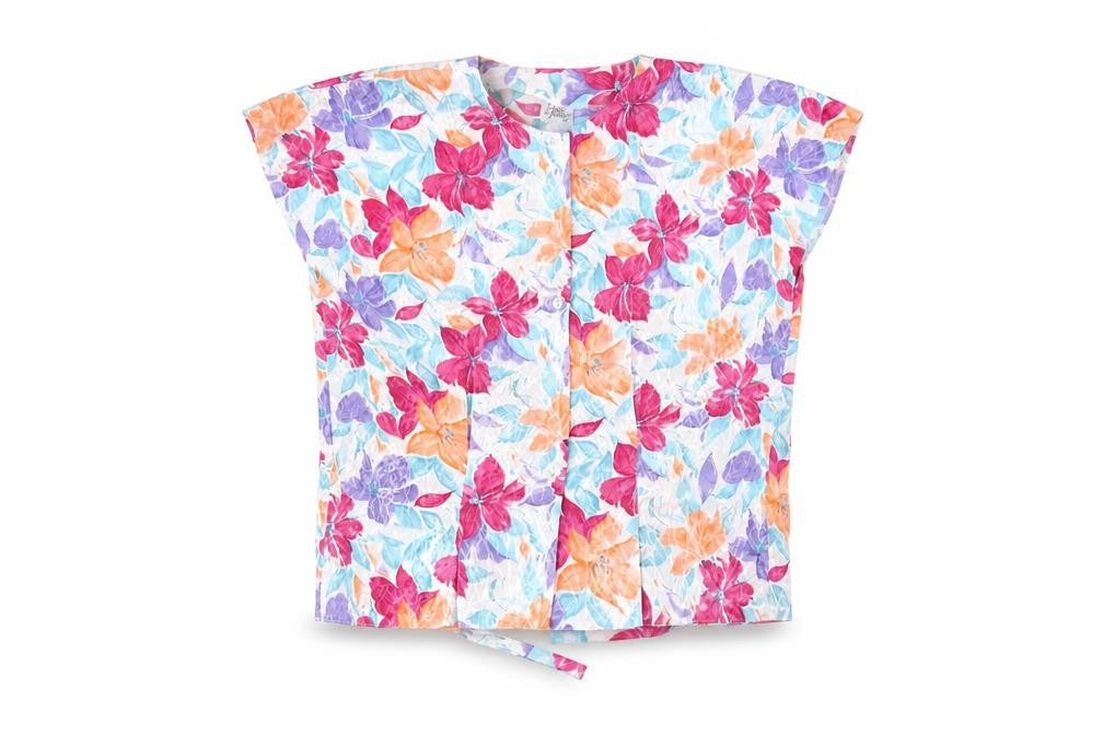 bees knees Womens White Floral  Basic Button-Up Size 14