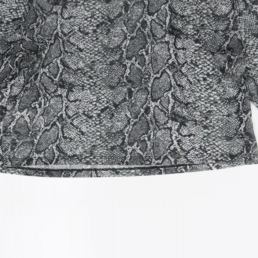 Primark Womens Grey Animal Print  Basic Blouse Size 10
