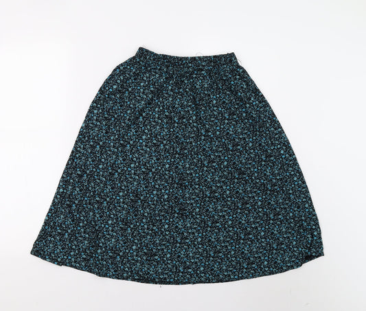 Preworn Girls Blue Floral  Swing Skirt Size L