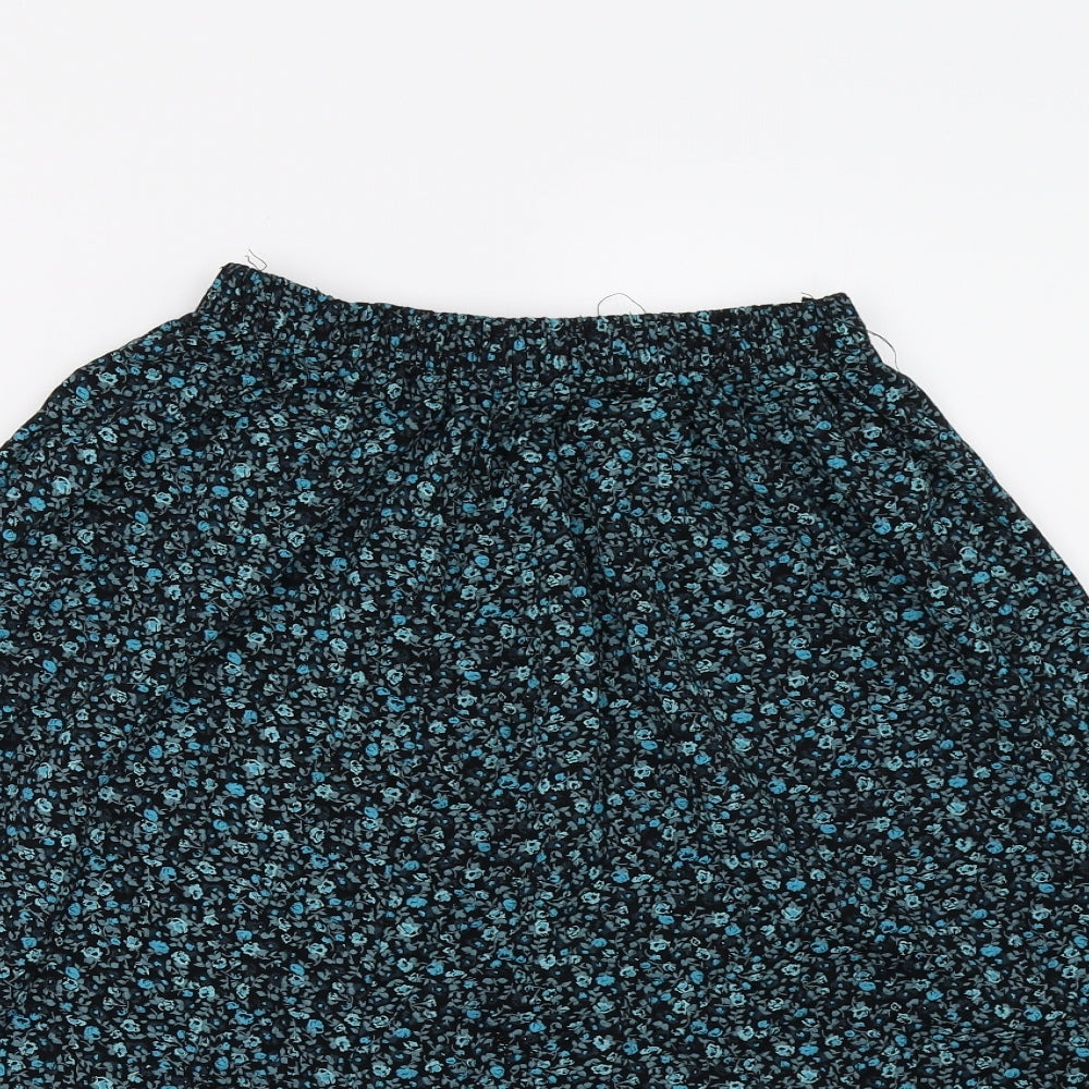 Preworn Girls Blue Floral  Swing Skirt Size L