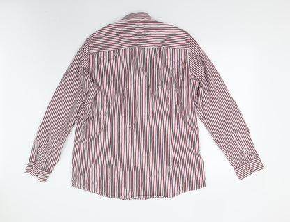 Matalan Mens Red Striped   Button-Up Size 16.5