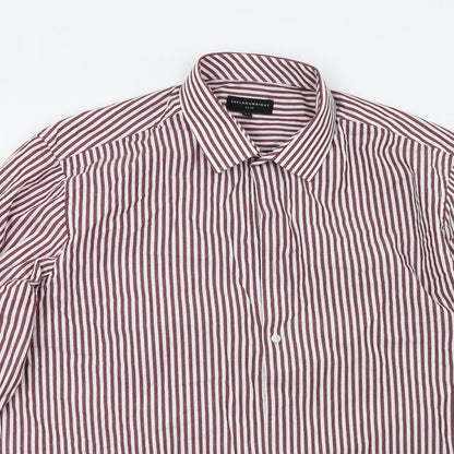 Matalan Mens Red Striped   Button-Up Size 16.5
