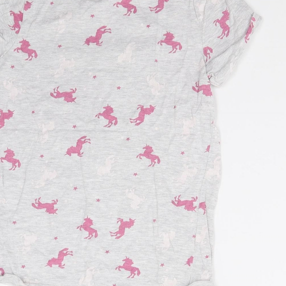 Primark Girls Grey Solid  Top Pyjama Top Size 10-11 Years  - Unicorns