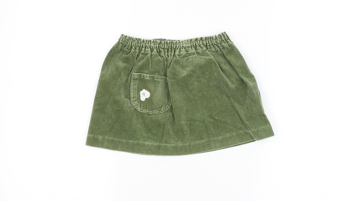 Preworn Girls Green Spotted  A-Line Skirt