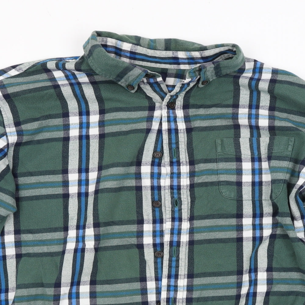 LAND'S END Mens Green Check   Button-Up Size XL