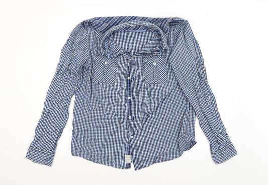 Preworn Mens Blue Check   Button-Up