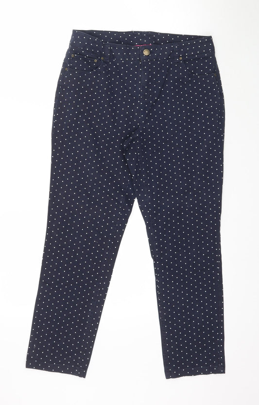 Preworn Womens Blue Polka Dot Denim Skinny Jeans Size 8 L26 in