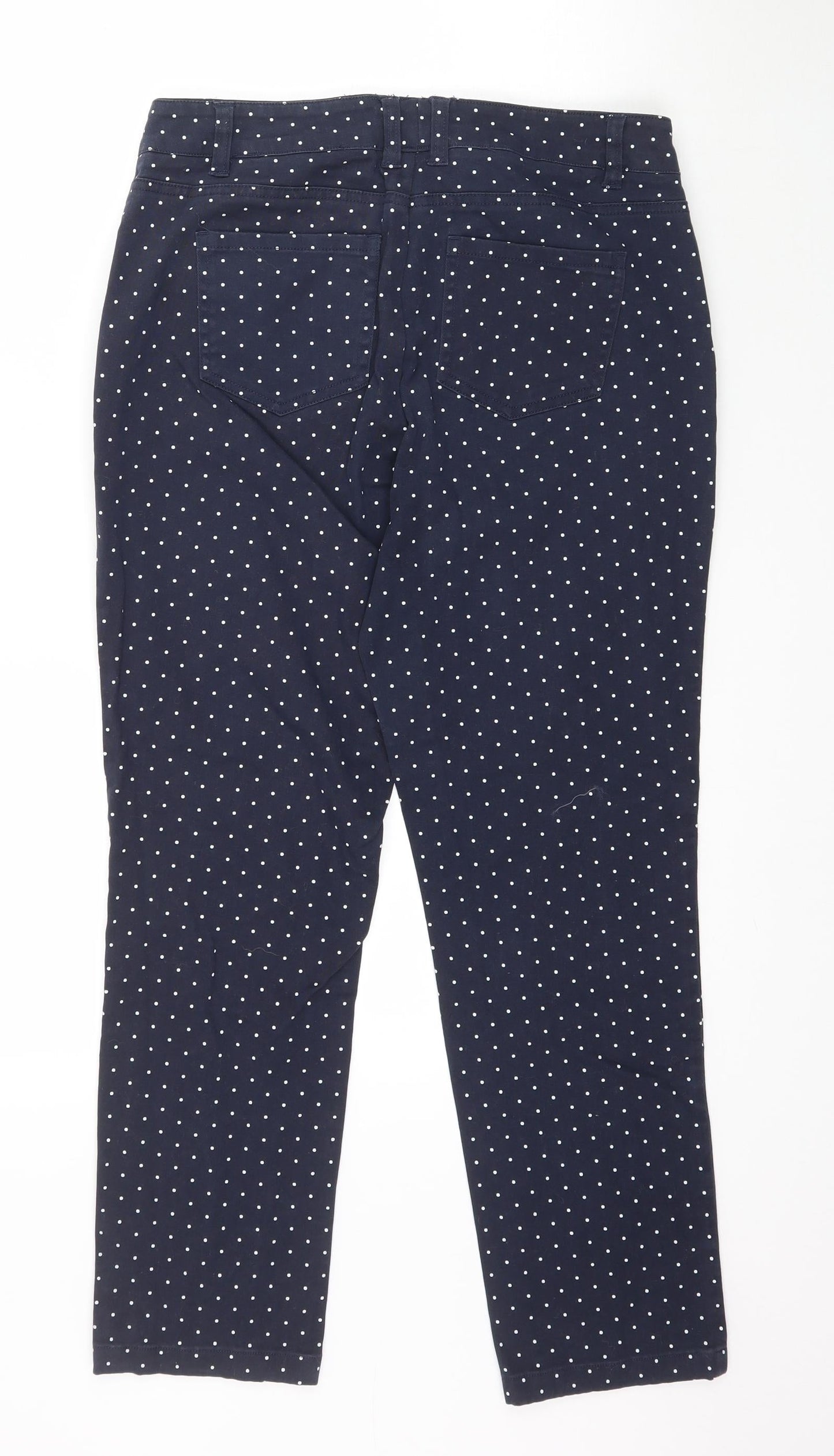 Preworn Womens Blue Polka Dot Denim Skinny Jeans Size 8 L26 in