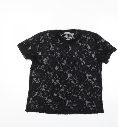 Additional front view of Atmosphere women’s black floral basic blouse, size UK 12