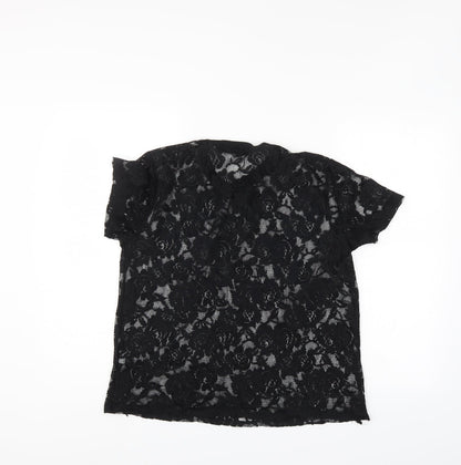 Back view of Atmosphere women’s black floral basic blouse, size UK 12