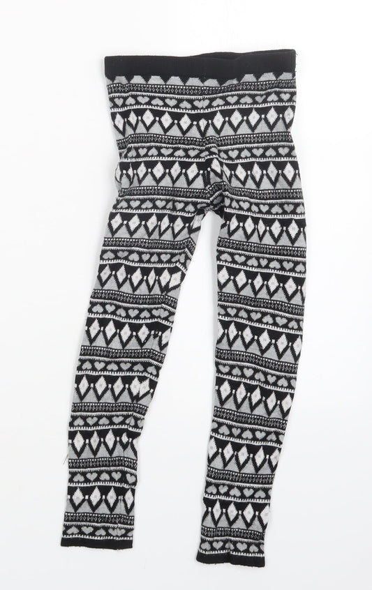 Primark Girls Black Geometric  Carrot Trousers Size 8-9 Years