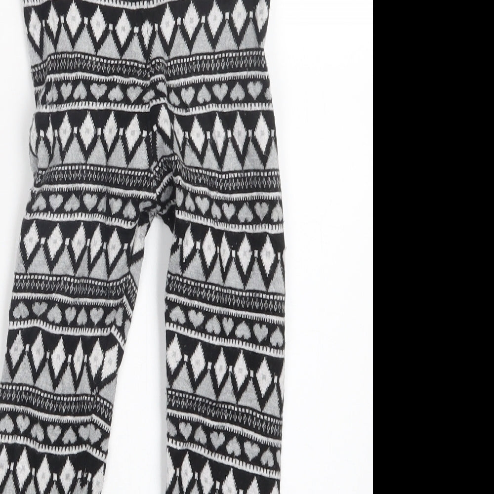 Primark Girls Black Geometric  Carrot Trousers Size 8-9 Years
