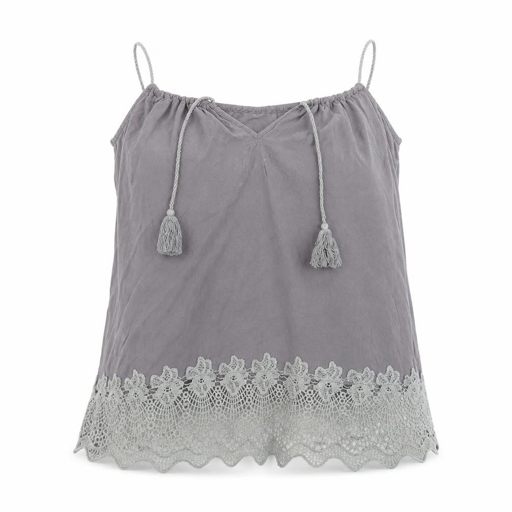 SHEILAY Womens Grey   Basic Tank Size M