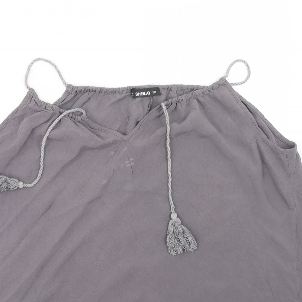 SHEILAY Womens Grey   Basic Tank Size M