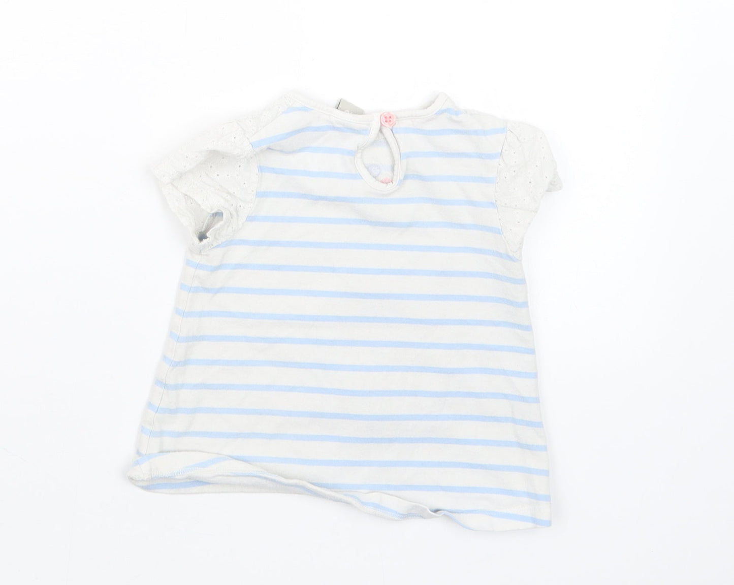 TU Girls Blue Striped  Basic T-Shirt Size 9-12 Months