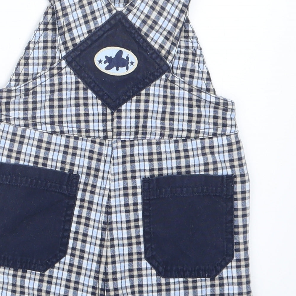 BHS Boys Blue Check  Dungaree Outfit/Set Size 3-6 Months