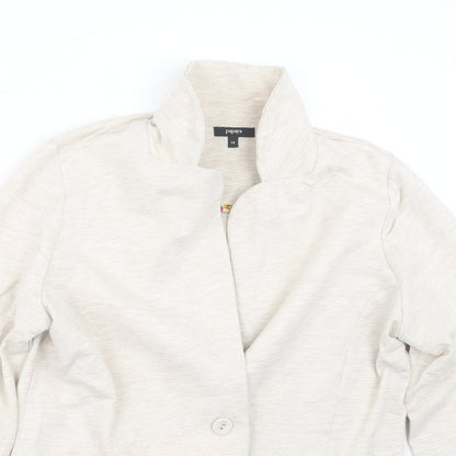 Close-up detail of Papaya women’s beige jacket, size UK 14