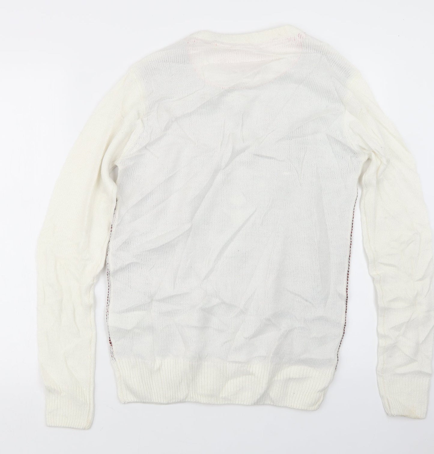 Brave Soul Mens Ivory  Knit Pullover Jumper Size S  - Christmas