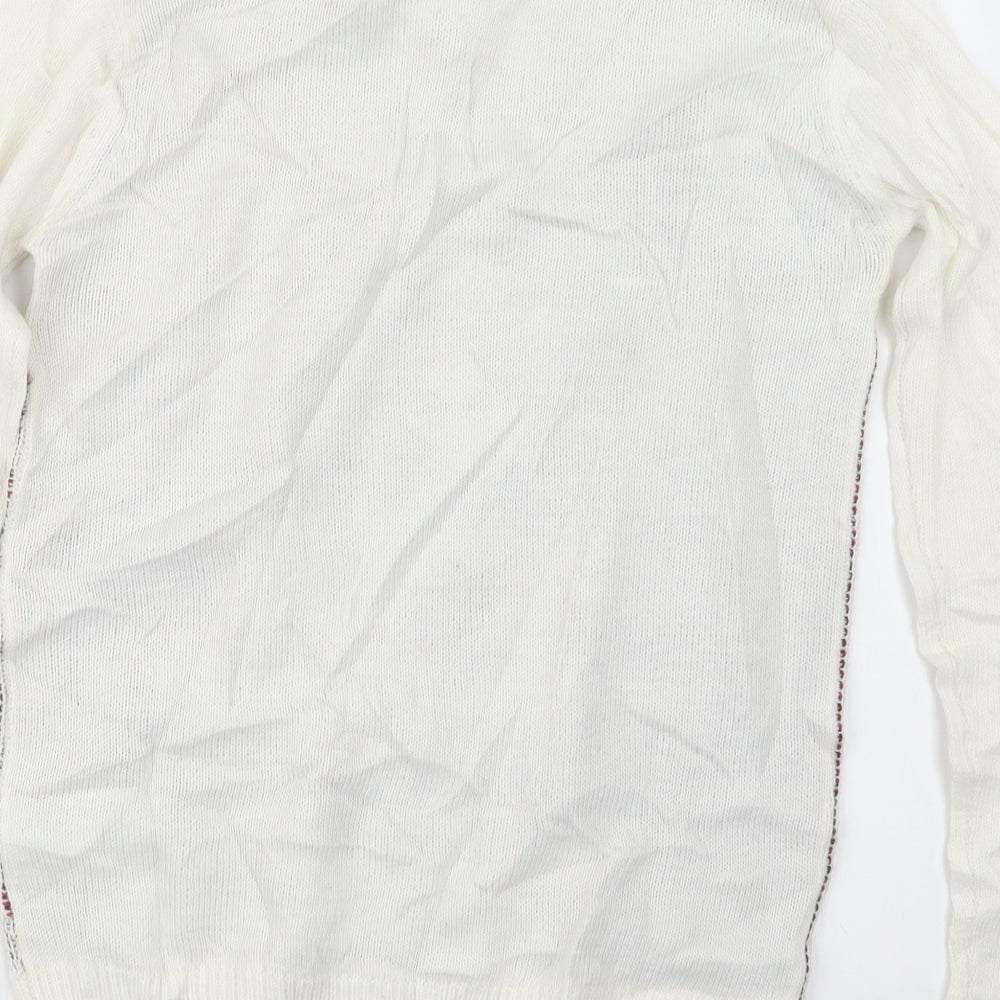 Brave Soul Mens Ivory  Knit Pullover Jumper Size S  - Christmas