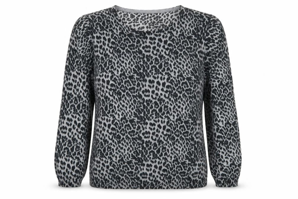 Primark Womens Grey Animal Print Knit Pullover Jumper Size 12