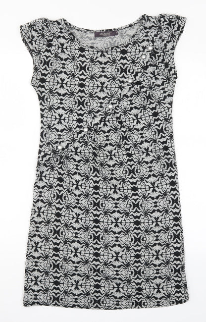 Preloved Jasmine Womens Grey Geometric  A-Line  Size 8 - Front