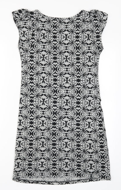 Preloved Jasmine Womens Grey Geometric  A-Line  Size 8 - Back