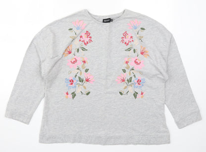 Be You Womens Grey Floral  Pullover Sweatshirt Size 16