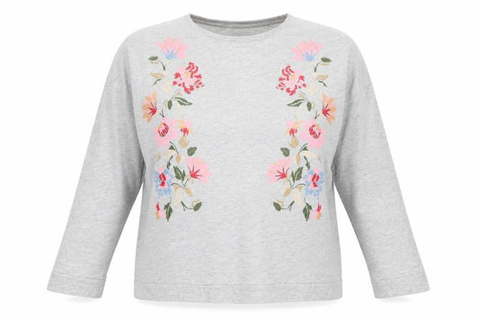 Be You Womens Grey Floral  Pullover Sweatshirt Size 16