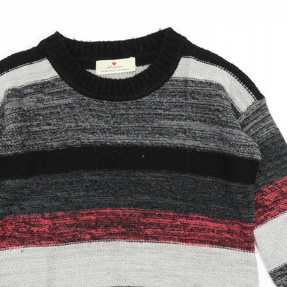 Close-up detail of Atmosphere women’s black striped knit jumper, size S