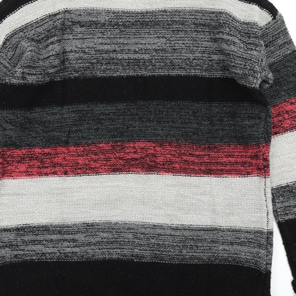 Brand and care label for Atmosphere women’s black striped knit jumper, size S