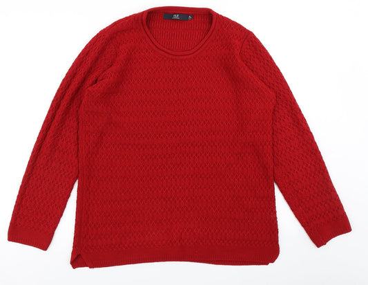 Isle Essentials Womens Red  Knit Pullover Jumper Size M