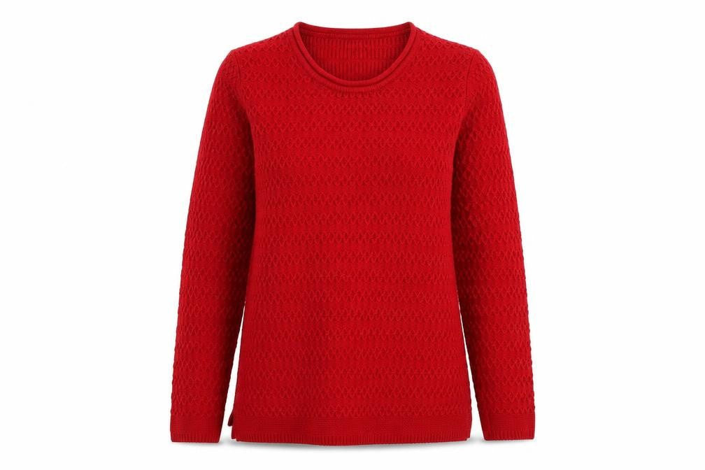 Isle Essentials Womens Red  Knit Pullover Jumper Size M