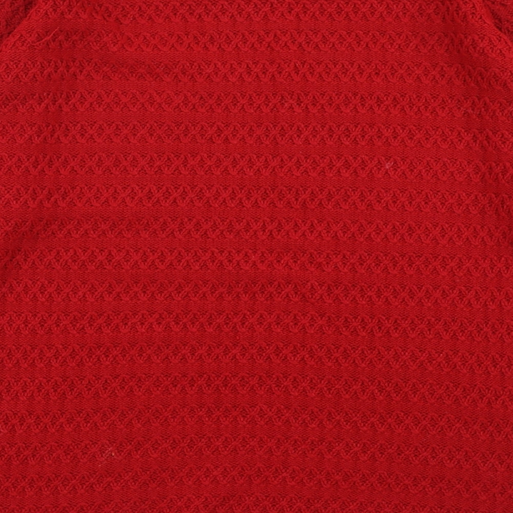 Isle Essentials Womens Red  Knit Pullover Jumper Size M