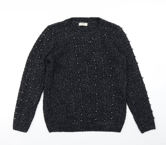 Papaya Womens Black  Knit Pullover Jumper Size S