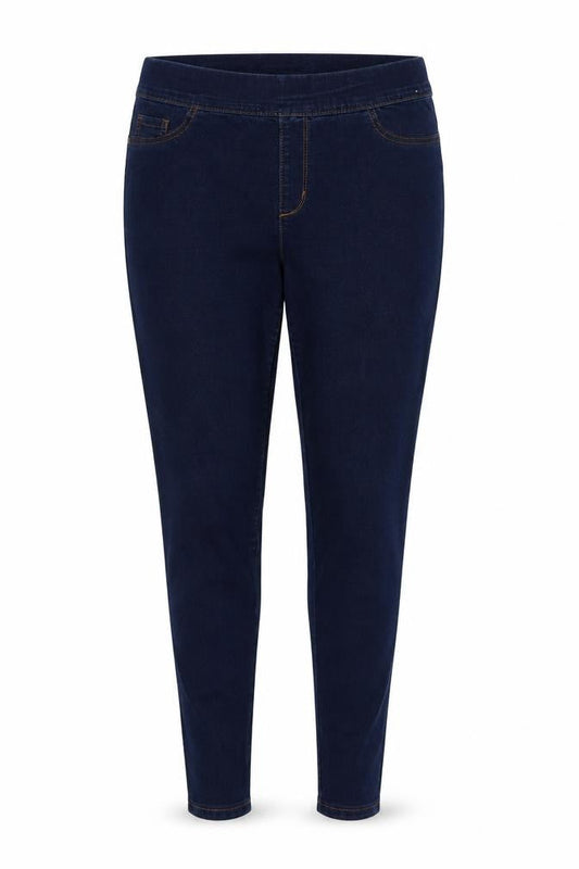 Front view of Denim & Co. women’s blue denim skinny jeans, size UK 14, 27-inch leg