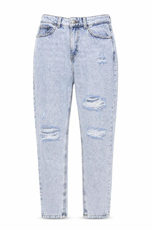 Front view of Denim & Co. women’s blue denim skinny jeans, size UK 6, 28-inch leg