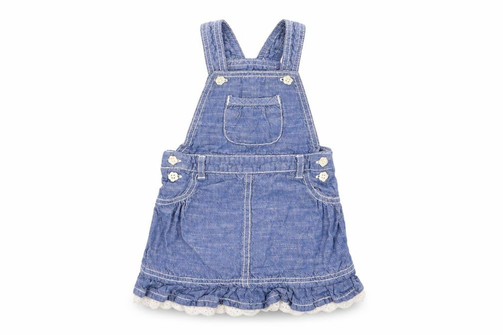Asda George Girls Blue   Pinafore/Dungaree Dress  Size 9-12 Months