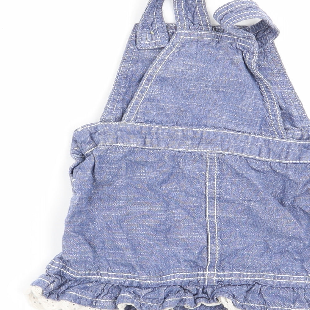 Asda George Girls Blue   Pinafore/Dungaree Dress  Size 9-12 Months