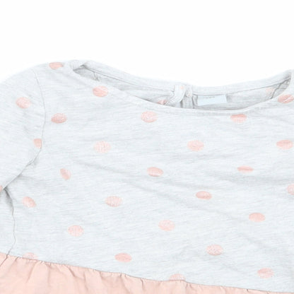 Close-up detail of Tu girls’ multicoloured polka dot basic t-shirt, size 2-3, years