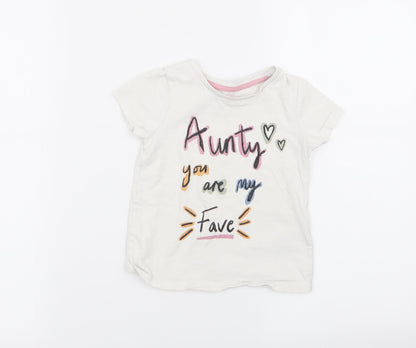 Additional front view of Nutmeg girls’ white basic t-shirt, size 2-3, years