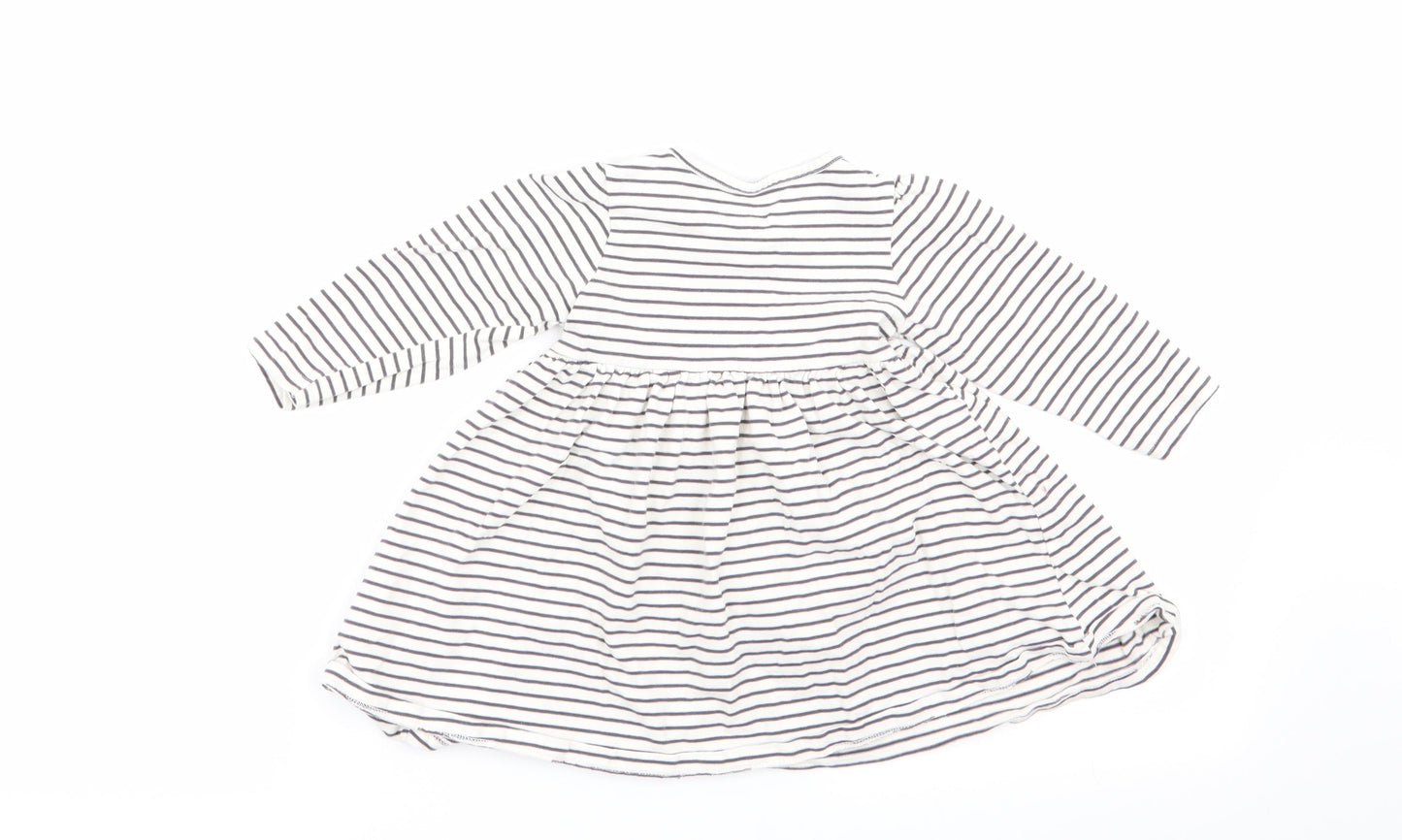M&S Girls Multicoloured Striped  Fit & Flare  Size 9-12 Months