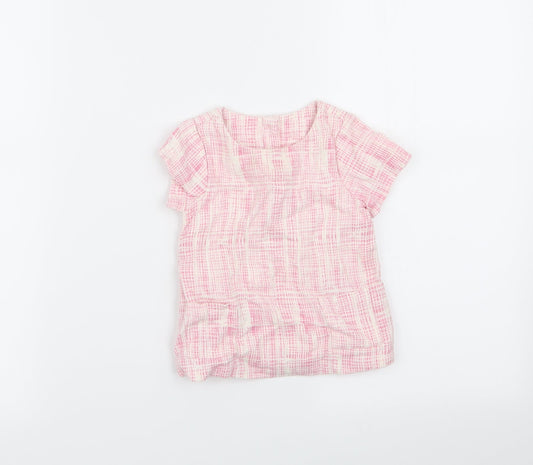 M&S Girls Pink Geometric  Basic T-Shirt Size 9-12 Months